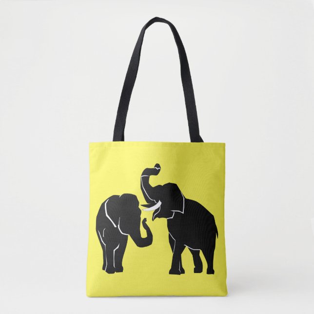 Elephants Tote Bag Yellow or Choose Color (Front)