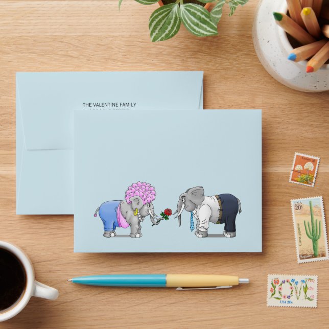 Elephants Valentines Day Envelope (Desk)
