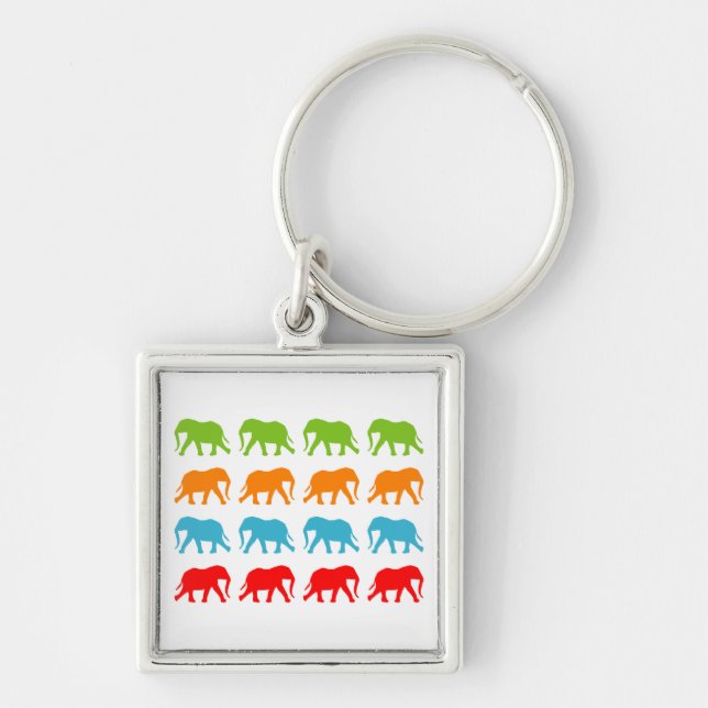 Elephants Walking Pattern Key Ring (Front)