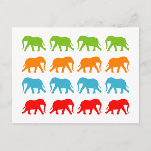 Elephants Walking Pattern Postcard