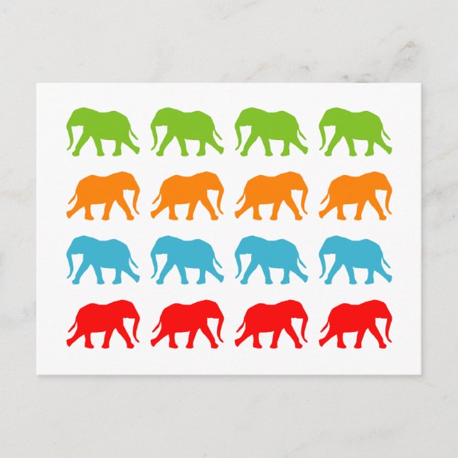 Elephants Walking Pattern Postcard (Front)