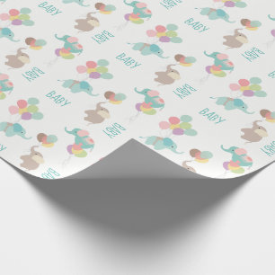 Elephants with Balloons Baby Wrapping Paper