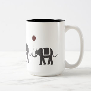 Elephants with Balloons Two-Tone Coffee Mug
