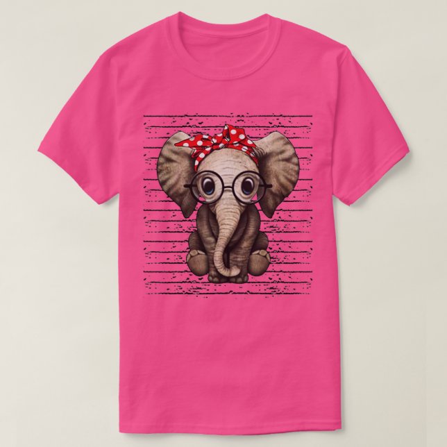 Elephants with bandana headband and glasses  T-Shirt (Design Front)