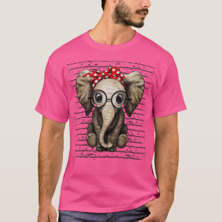 Elephants with bandana headband and glasses  T-Shirt