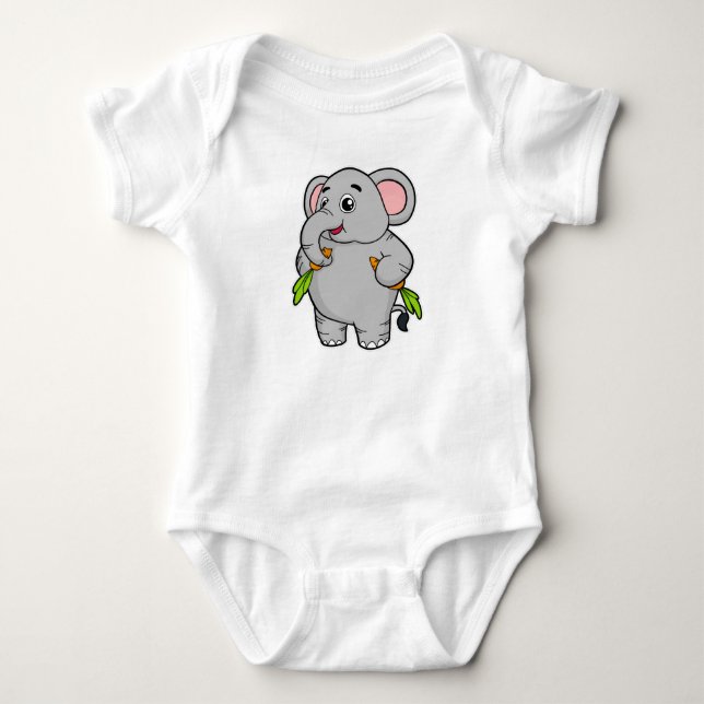 Elephants with Carrots Baby Bodysuit (Front)