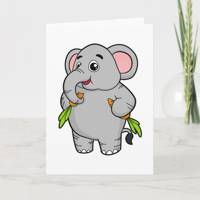 Elephants with Carrots Card (Front)
