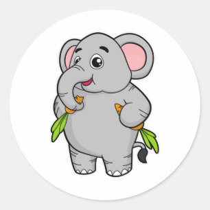 Elephants with Carrots Classic Round Sticker
