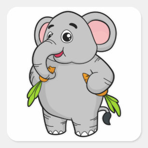 Elephants with Carrots Square Sticker