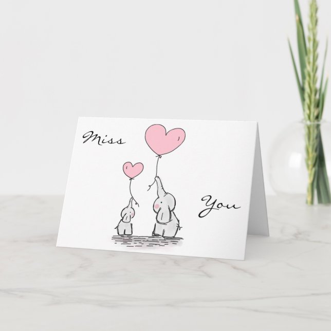 Elephants with heart holiday card (Front)