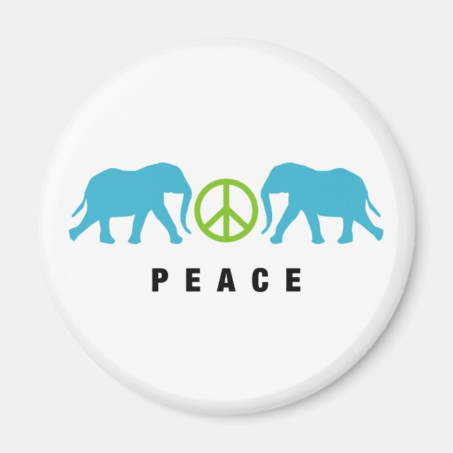 Elephants with Peace Magnet (Front)
