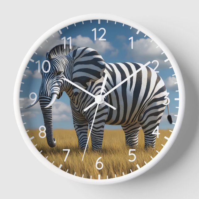 Elephant's Zebra Disguise Clock (Front)