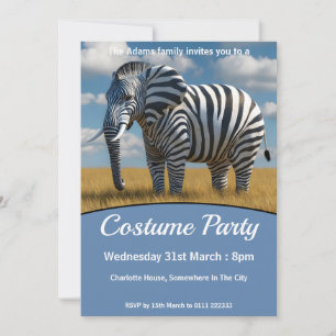 Elephant's Zebra Disguise Costume Party Invitation