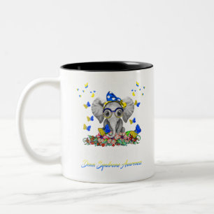 Elephent Her Fight Is My Fight Down Syndrome Two-Tone Coffee Mug
