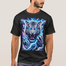 Eletric Blue Lighting Tiger T-Shirt Design