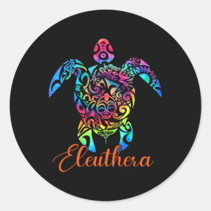 Eleuthera Hamas Sea Turtle Family Vacation Summer Classic Round Sticker