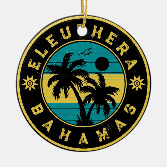 Eleuthera Island Bahamas Palm Tree Souvenirs Ceramic Tree Decoration (Front)