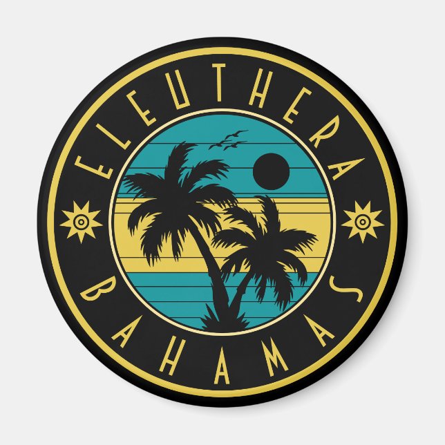 Eleuthera Island Bahamas Palm Tree Souvenirs Magnet (Front)