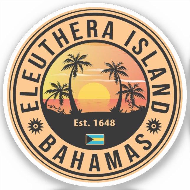 Eleuthera Island Bahamas Retro Sunset Souvenirs (Front)