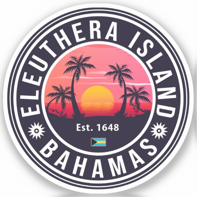 Eleuthera Island Bahamas Retro Sunset Souvenirs (Front)