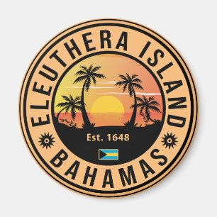 Eleuthera Island Bahamas Retro Sunset Souvenirs Magnet