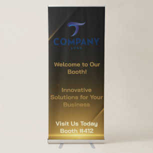 Elevate Your Brand: Luxury Black & Gold Custom  Retractable Banner