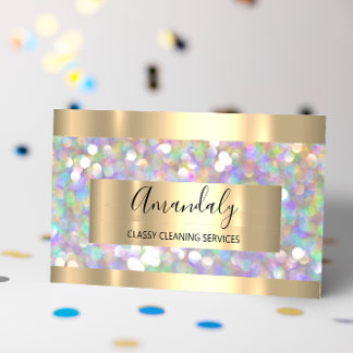 Elevate Your Brand with Gold Glitter Cleaning Business Card