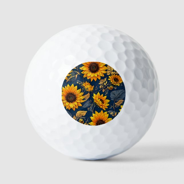 Elevate Your Game with Floral Elegance: Sunflowers Golf Balls (Front)