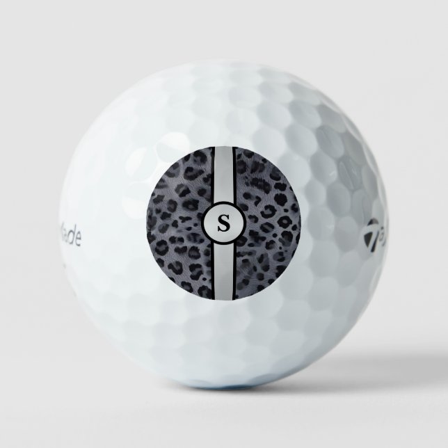 Elevate Your Game with Grey & Black Leopard  Golf Balls (Front)