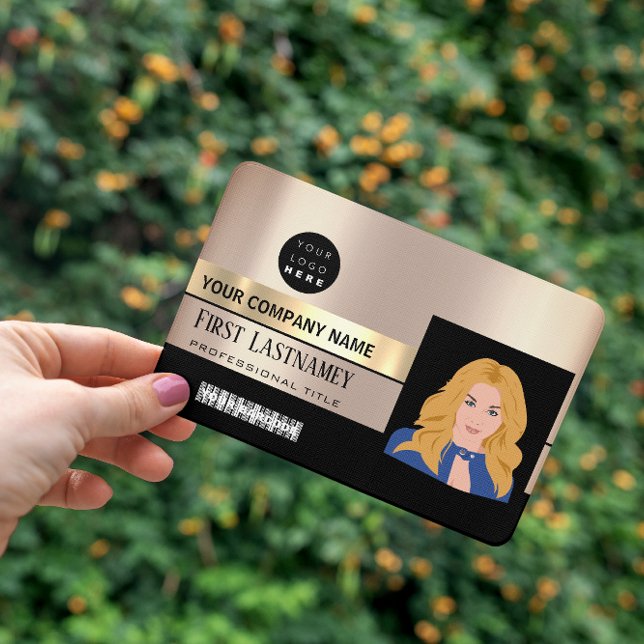 Elevate Your Professional Identity with Employee B ID Badge (Employee Barcode Logo Name Scanner Rose Gold Badge)