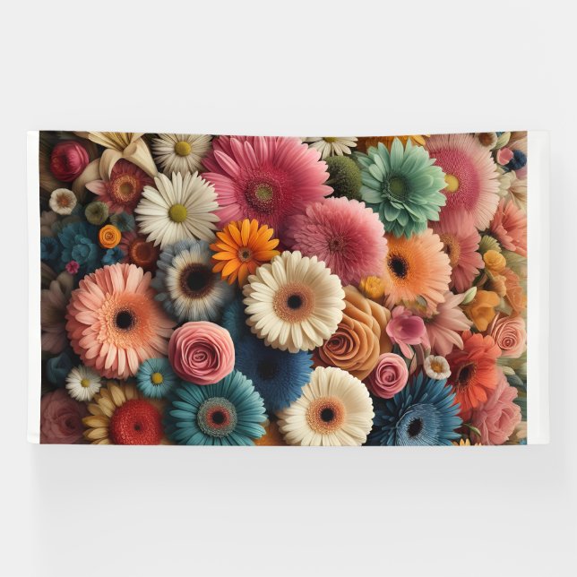 Elevate Your Space Colourful Gerbera Daisy Floral  Banner (Horizontal)
