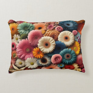 Elevate Your Space Colourful Gerbera Daisy Floral Decorative Cushion