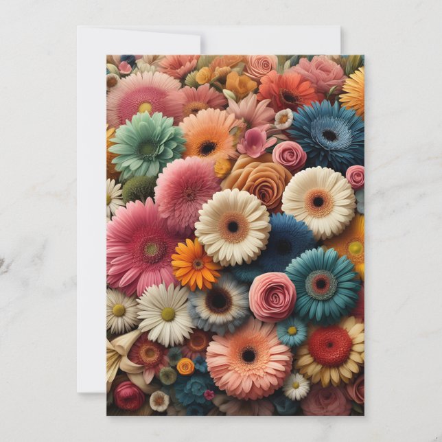 Elevate Your Space Colourful Gerbera Daisy Floral  Invitation (Front)