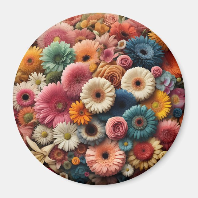Elevate Your Space Colourful Gerbera Daisy Floral  Magnet (Front)