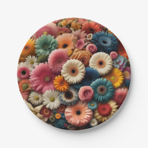 Elevate Your Space Colourful Gerbera Daisy Floral  Paper Plate