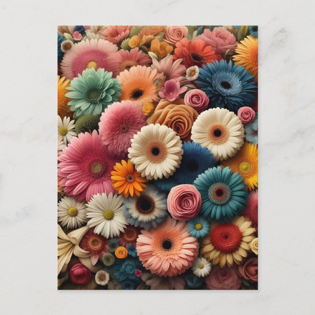 Elevate Your Space Colourful Gerbera Daisy Floral  Postcard (Front)