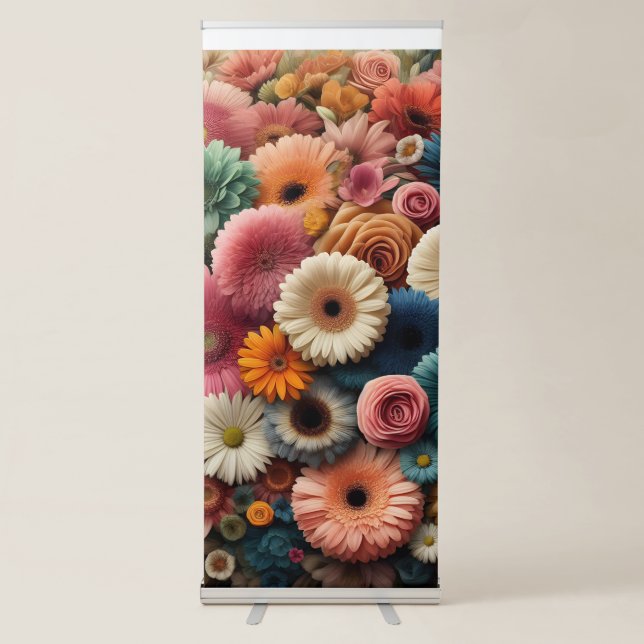 Elevate Your Space Colourful Gerbera Daisy Floral  Retractable Banner (Front)