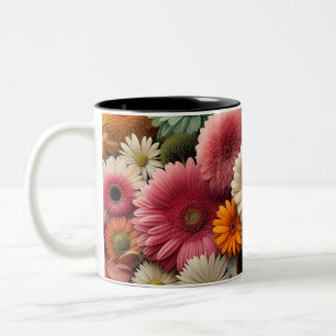 Elevate Your Space Colourful Gerbera Daisy Floral  Two-Tone Coffee Mug
