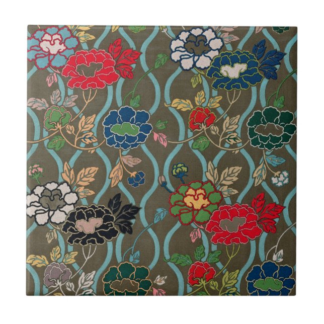 Elevate Your Space with Elegance: Japanese Floral  Tile (Front)