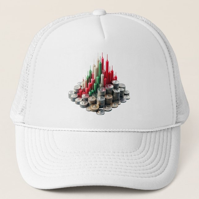 Elevate your space with trading-inspired art. 01 trucker hat (Front)