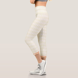 Elevate Your Space with White and Gold Geometric Capri Leggings