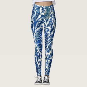 Elevate Your Style: Blue Floral & Chinese Ornament Leggings