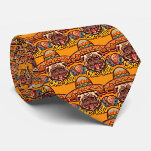 Elevate Your Style: Cinco de Mayo Pug Dog Party Tie