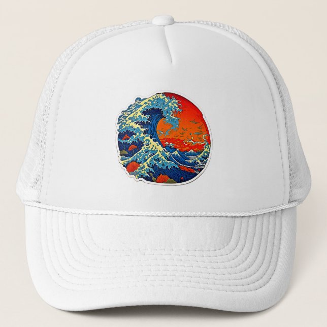 Elevate Your Style: Nami The Great Wave Artwork Trucker Hat (Front)