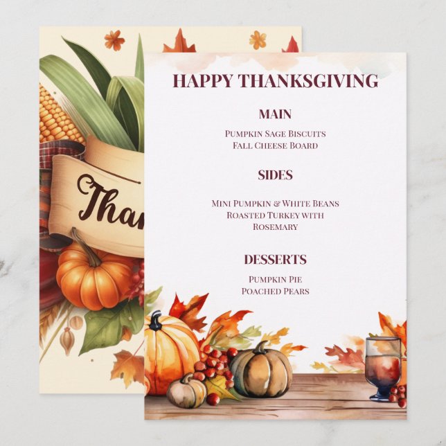 ELEVATE YOUR THANKSGIVING MEAL WITH A STUNNING  MENU (Front/Back)