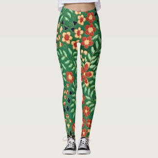 Elevate Your Vibes with Green Japanese Floral Leggings