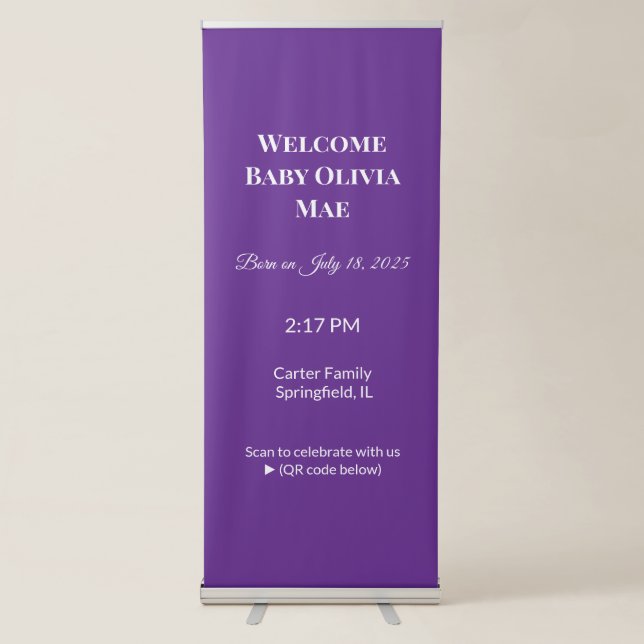 Elevate Your Website Design with a Stunning Purple Retractable Banner (Front)