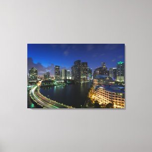 Elevated city skyline from Brickell Key Canvas Print