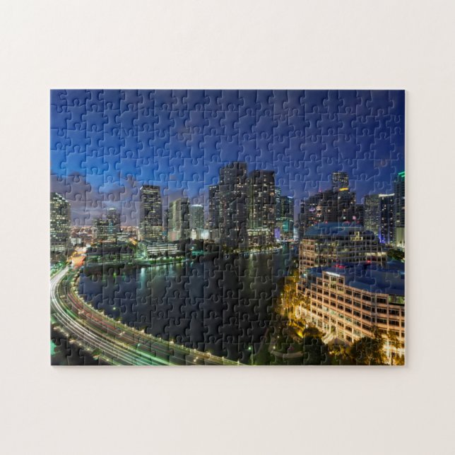 Elevated city skyline from Brickell Key Jigsaw Puzzle (Horizontal)