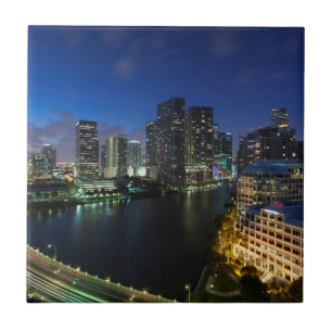 Elevated city skyline from Brickell Key Tile